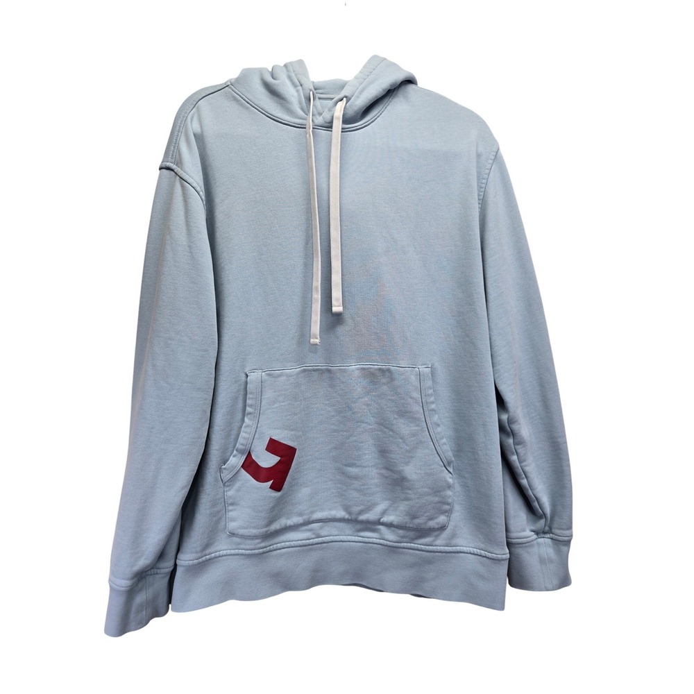 G/FORE Light Blue French Terry Hoodie Logo Patch Kangaroo Pocket Womens Large